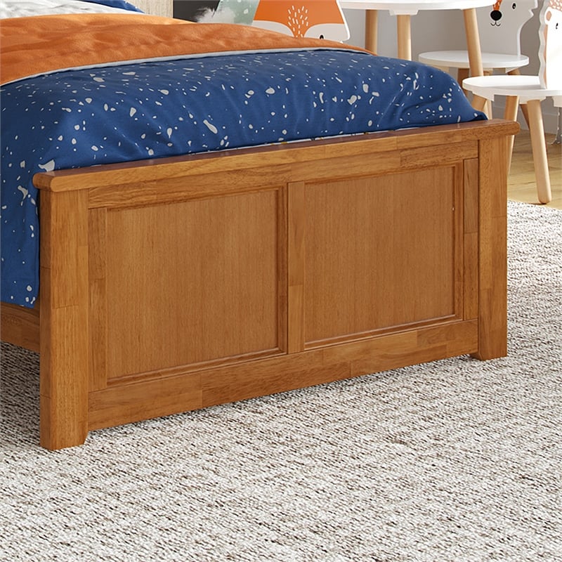 Charlotte Twin Low Profile Platform Bed with Matching Footboard in Light Toffee