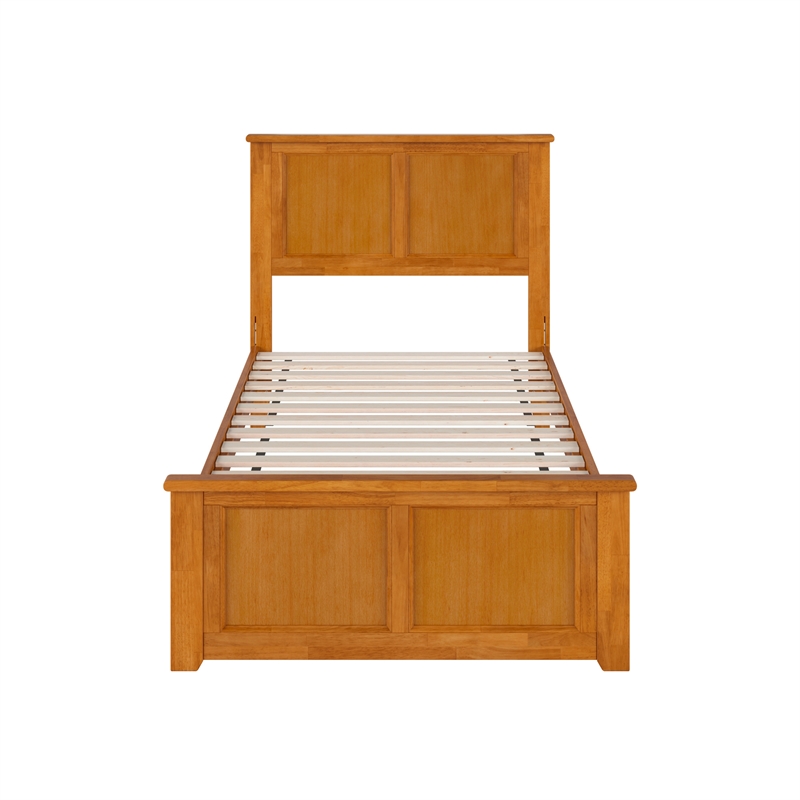 Charlotte Twin Low Profile Platform Bed with Matching Footboard in Light Toffee