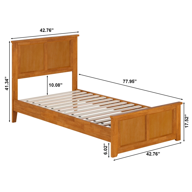 Charlotte Twin Low Profile Platform Bed with Matching Footboard in Light Toffee