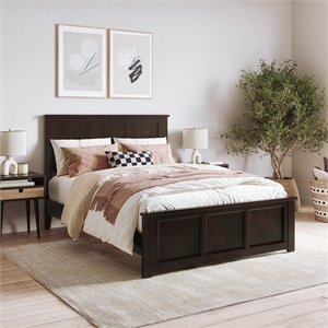 Charlotte Full Wood Low Profile Platform Bed with Matching Footboard in Espresso