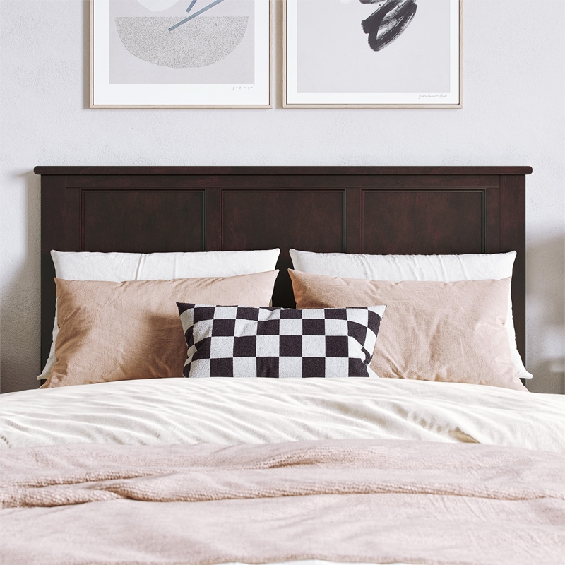 Charlotte Full Wood Low Profile Platform Bed with Matching Footboard in Espresso