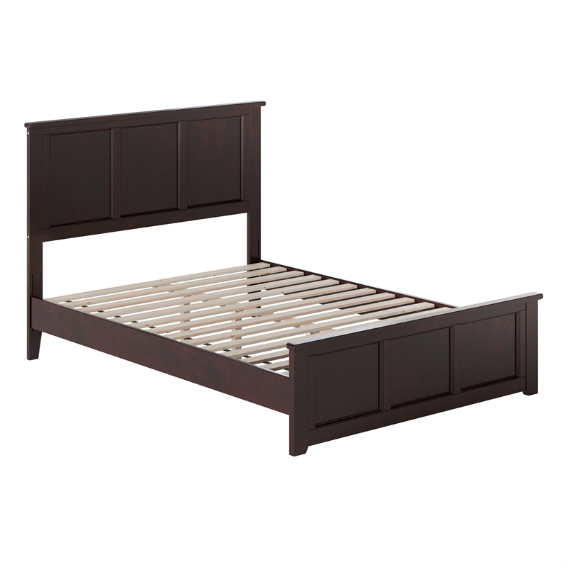 Charlotte Full Wood Low Profile Platform Bed with Matching Footboard in Espresso