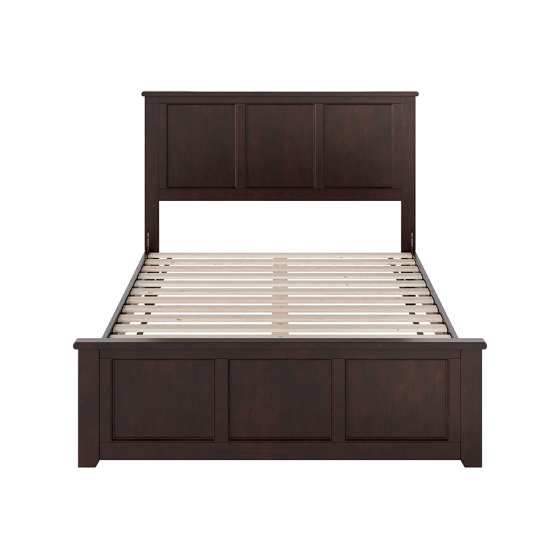 Charlotte Full Wood Low Profile Platform Bed with Matching Footboard in Espresso
