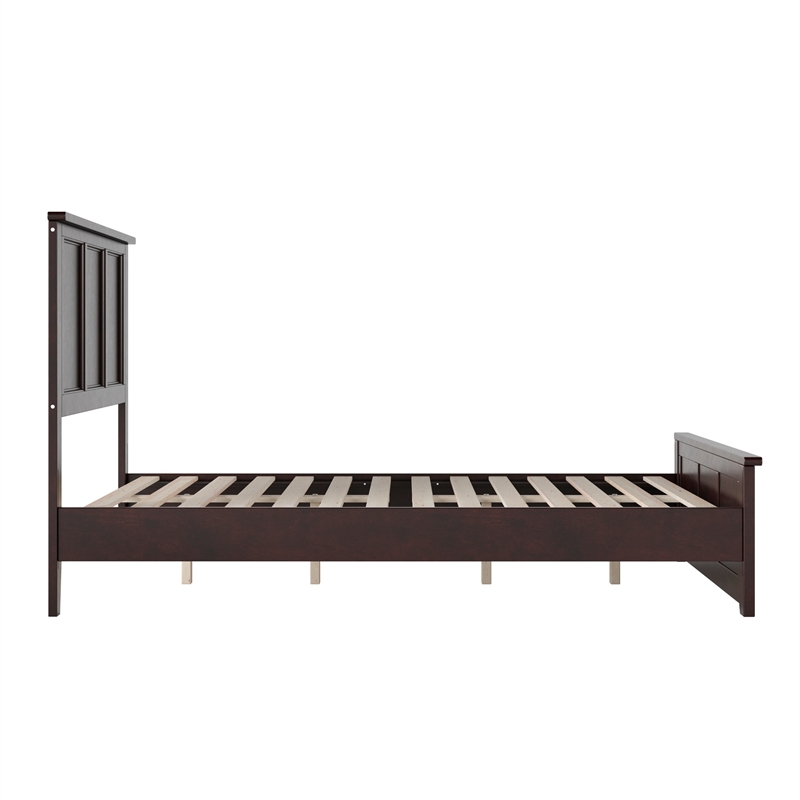 Charlotte Full Wood Low Profile Platform Bed with Matching Footboard in Espresso