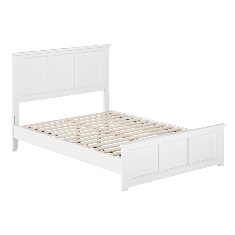 Charlotte Full Wood Low Profile Platform Bed with Matching Footboard in White