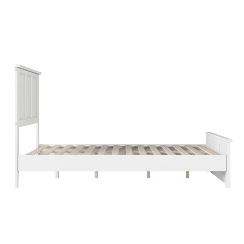 Charlotte Full Wood Low Profile Platform Bed with Matching Footboard in White