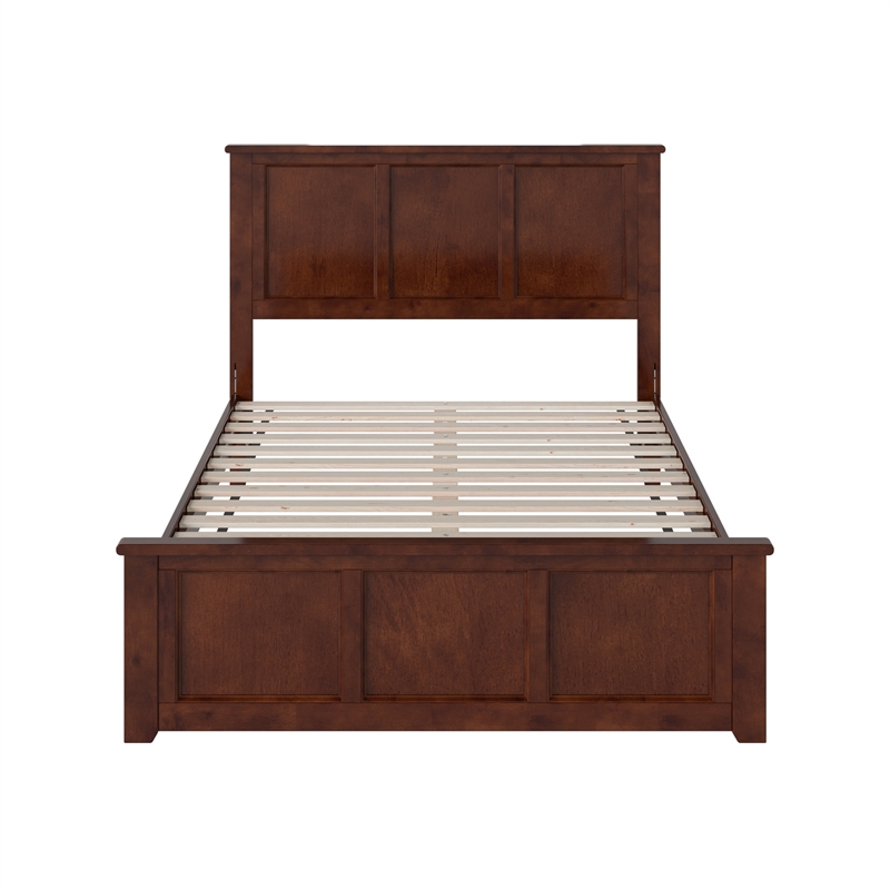 Charlotte Full Wood Low Profile Platform Bed with Matching Footboard in Walnut