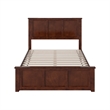 Charlotte Full Wood Low Profile Platform Bed with Matching Footboard in Walnut