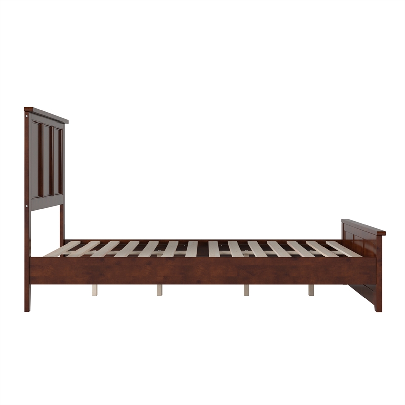 Charlotte Full Wood Low Profile Platform Bed with Matching Footboard in Walnut