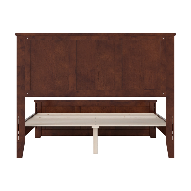 Charlotte Full Wood Low Profile Platform Bed with Matching Footboard in Walnut