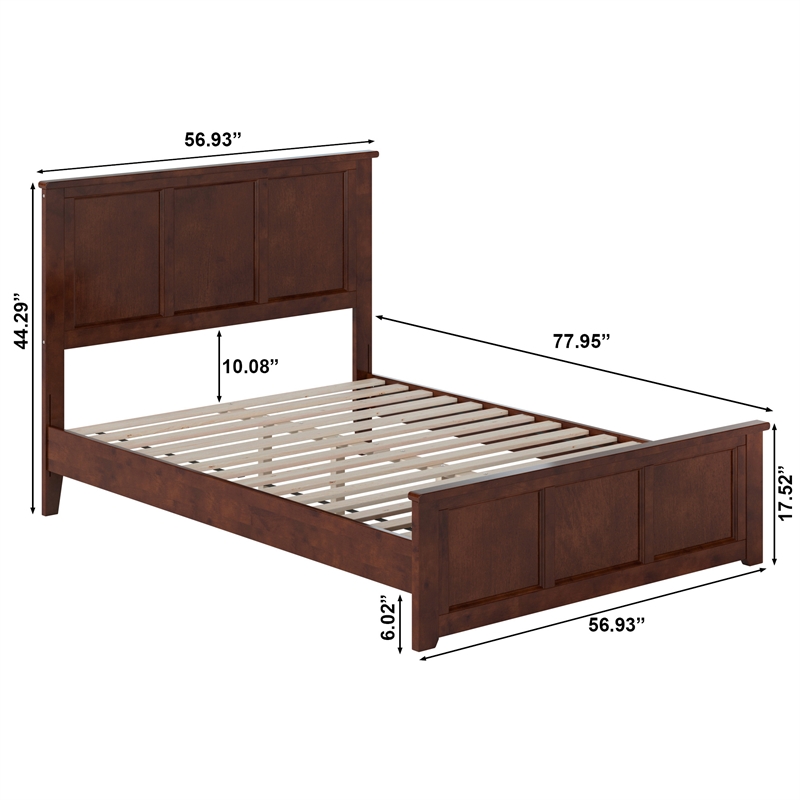 Charlotte Full Wood Low Profile Platform Bed with Matching Footboard in Walnut