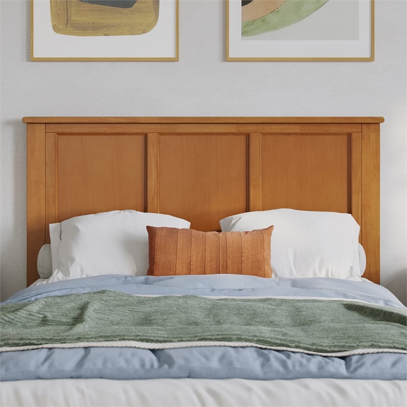Charlotte Full Low Profile Platform Bed with Matching Footboard in Light Toffee