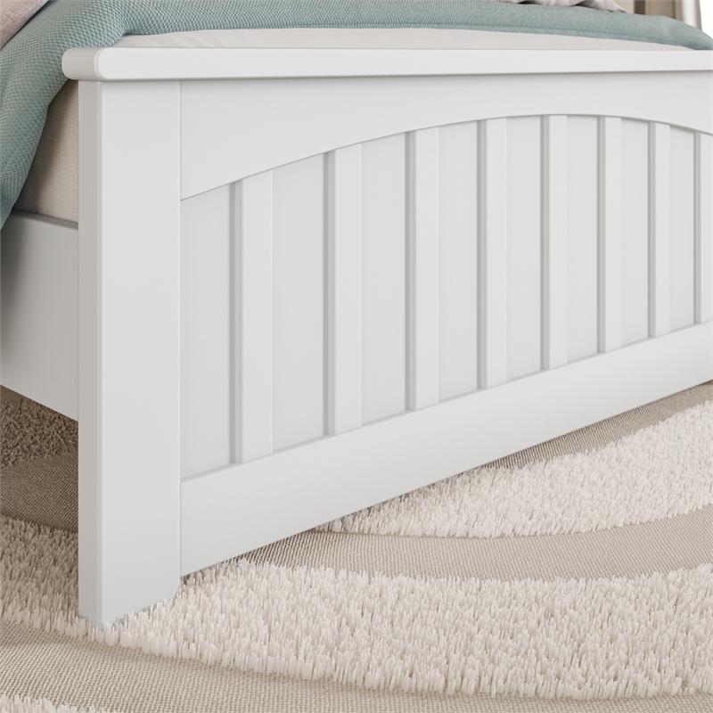 Becket Twin Wood Low Profile Platform Bed with Matching Footboard in White