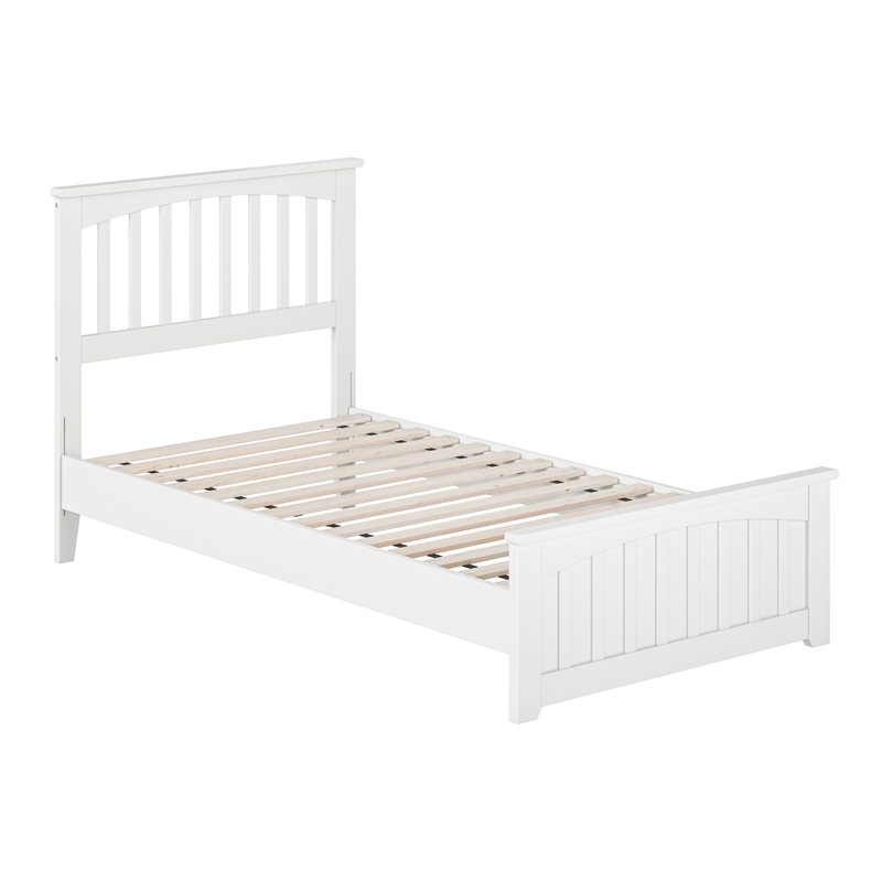 Becket Twin Wood Low Profile Platform Bed with Matching Footboard in White