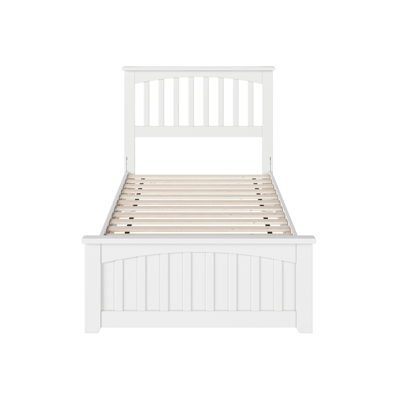 Becket Twin Wood Low Profile Platform Bed with Matching Footboard in White