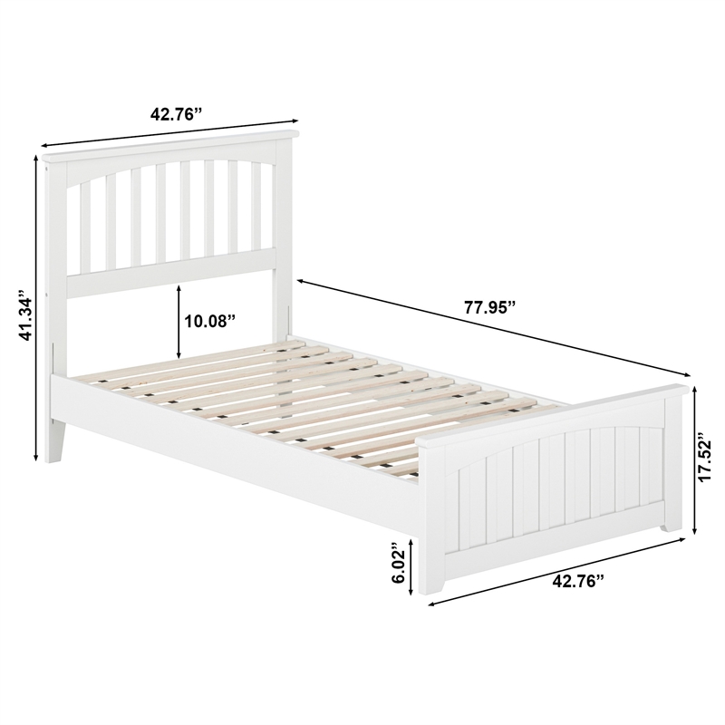 Becket Twin Wood Low Profile Platform Bed with Matching Footboard in White