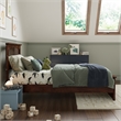 Becket Twin Wood Low Profile Platform Bed with Matching Footboard in Walnut