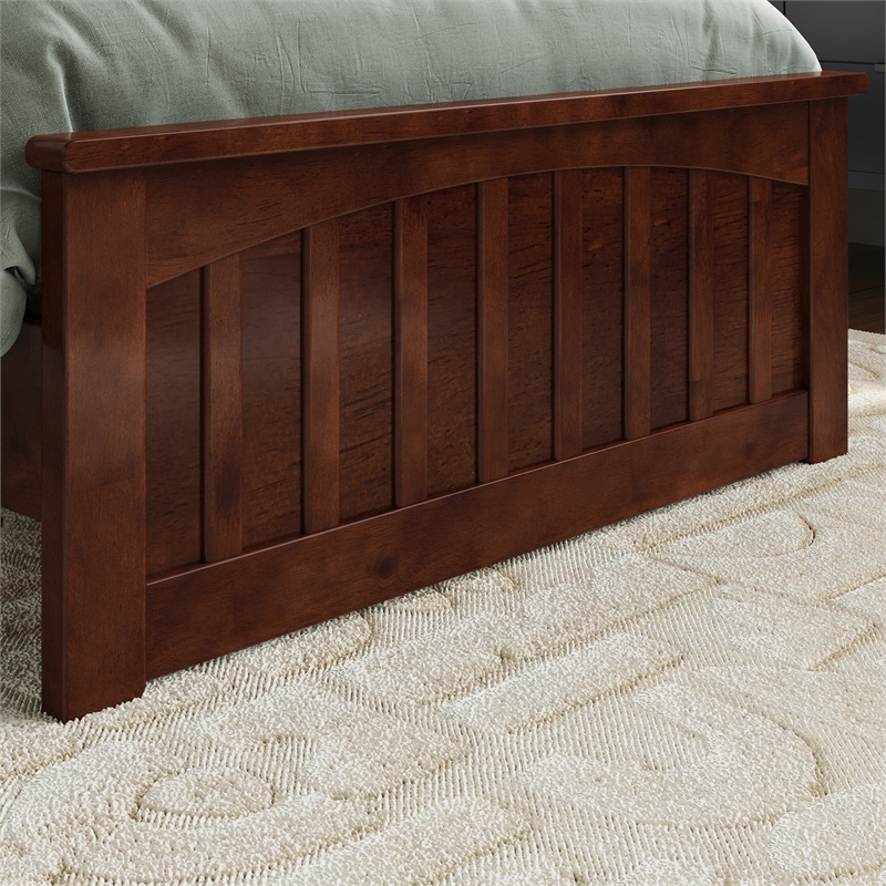 Becket Twin Wood Low Profile Platform Bed with Matching Footboard in Walnut