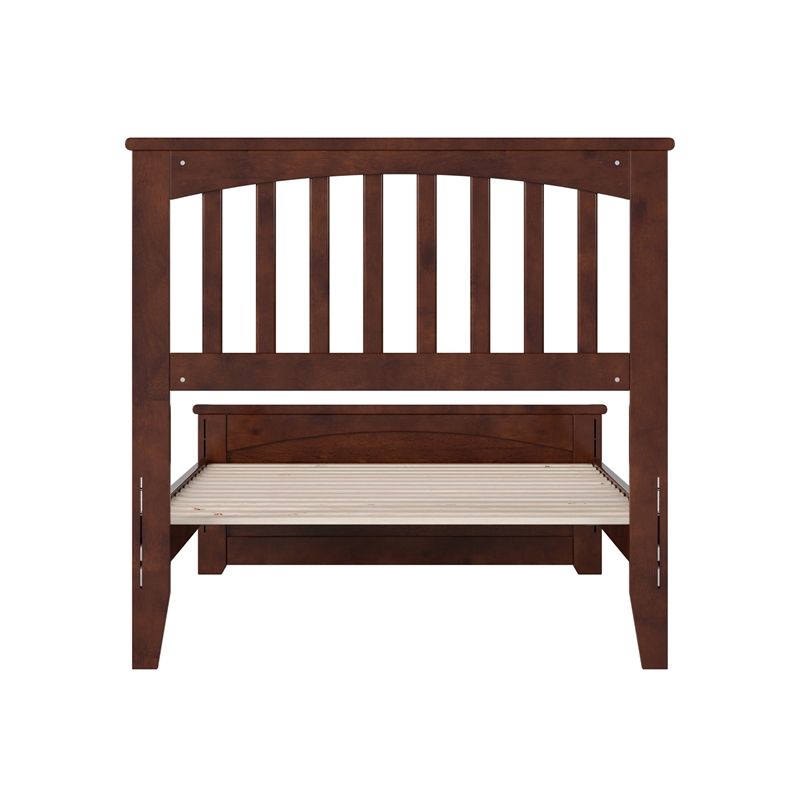 Becket Twin Wood Low Profile Platform Bed with Matching Footboard in Walnut