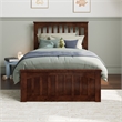 Becket Twin Wood Low Profile Platform Bed with Matching Footboard in Walnut