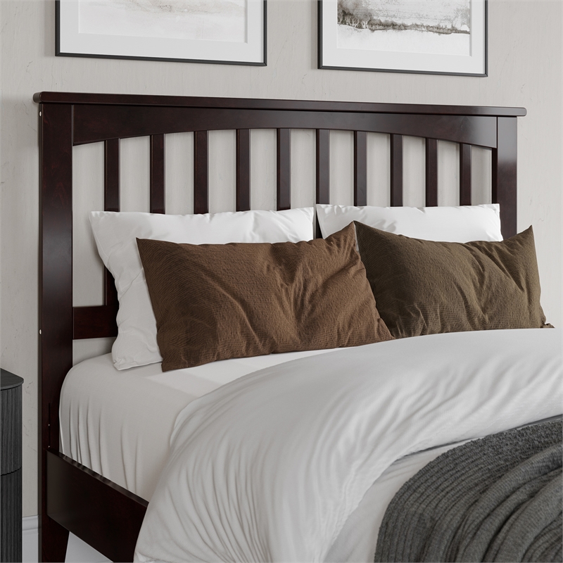 Becket Full Wood Low Profile Platform Bed with Matching Footboard in Espresso