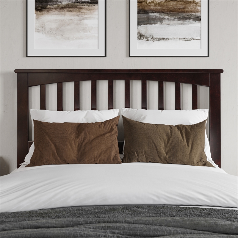 Becket Full Wood Low Profile Platform Bed with Matching Footboard in Espresso