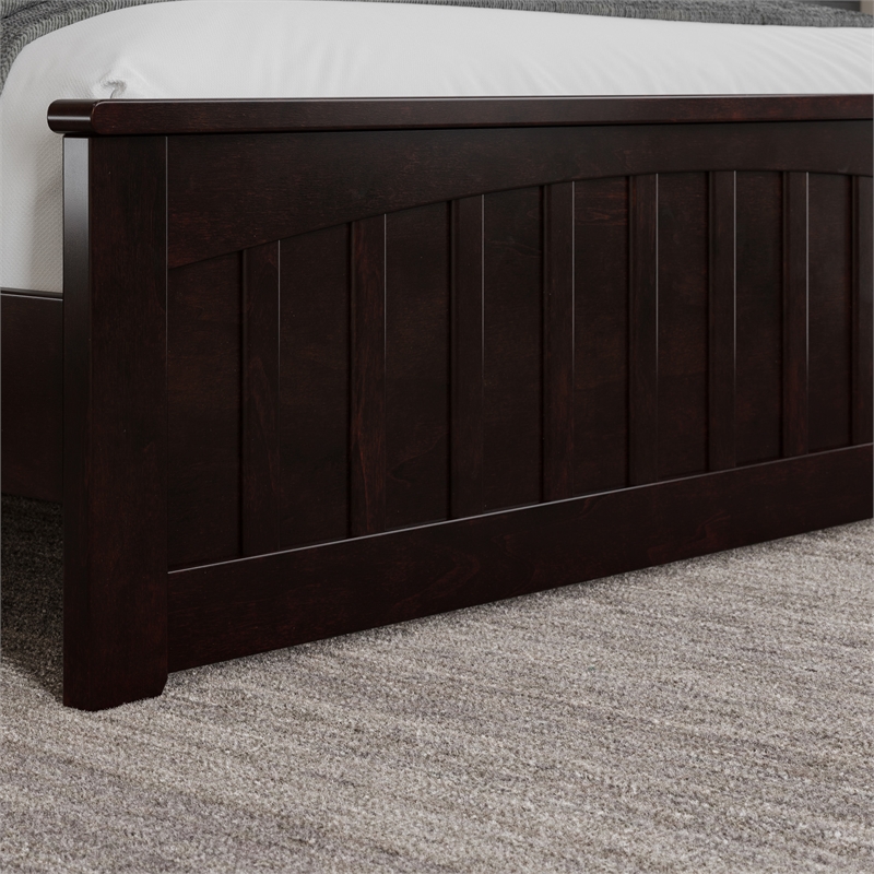 Becket Full Wood Low Profile Platform Bed with Matching Footboard in Espresso