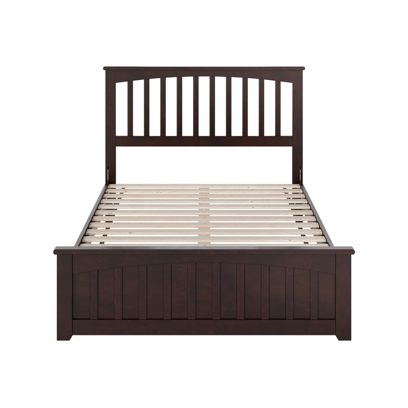 Becket Full Wood Low Profile Platform Bed with Matching Footboard in Espresso
