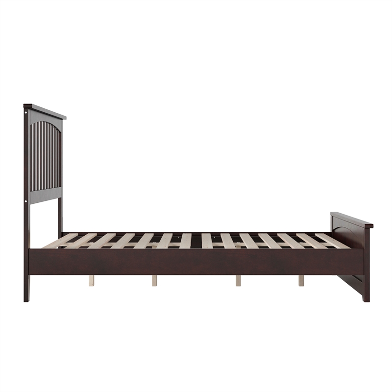 Becket Full Wood Low Profile Platform Bed with Matching Footboard in Espresso