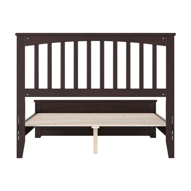 Becket Full Wood Low Profile Platform Bed with Matching Footboard in Espresso