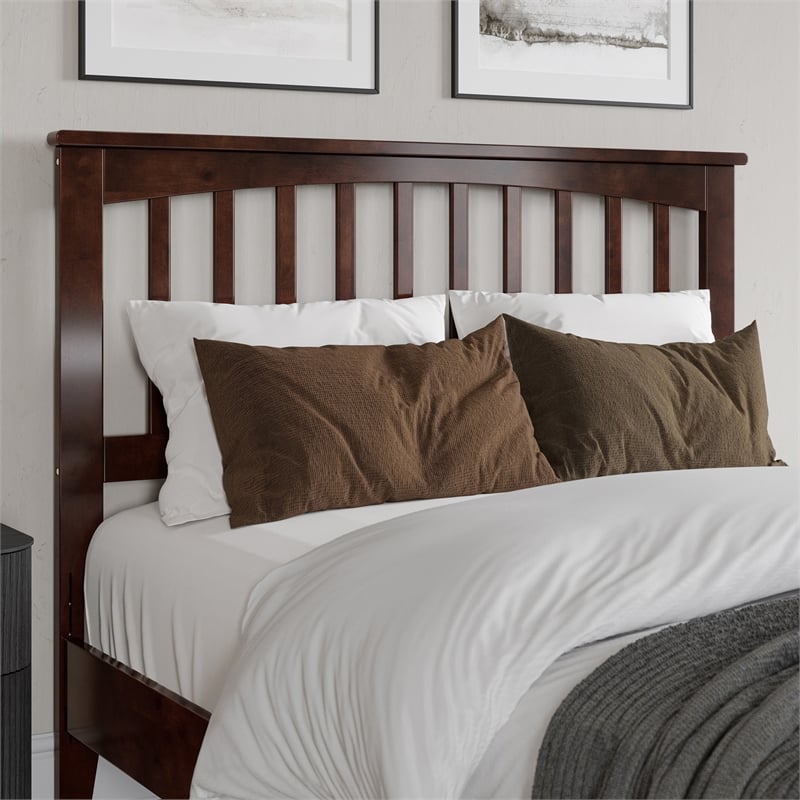 Becket Full Wood Low Profile Platform Bed with Matching Footboard in Walnut