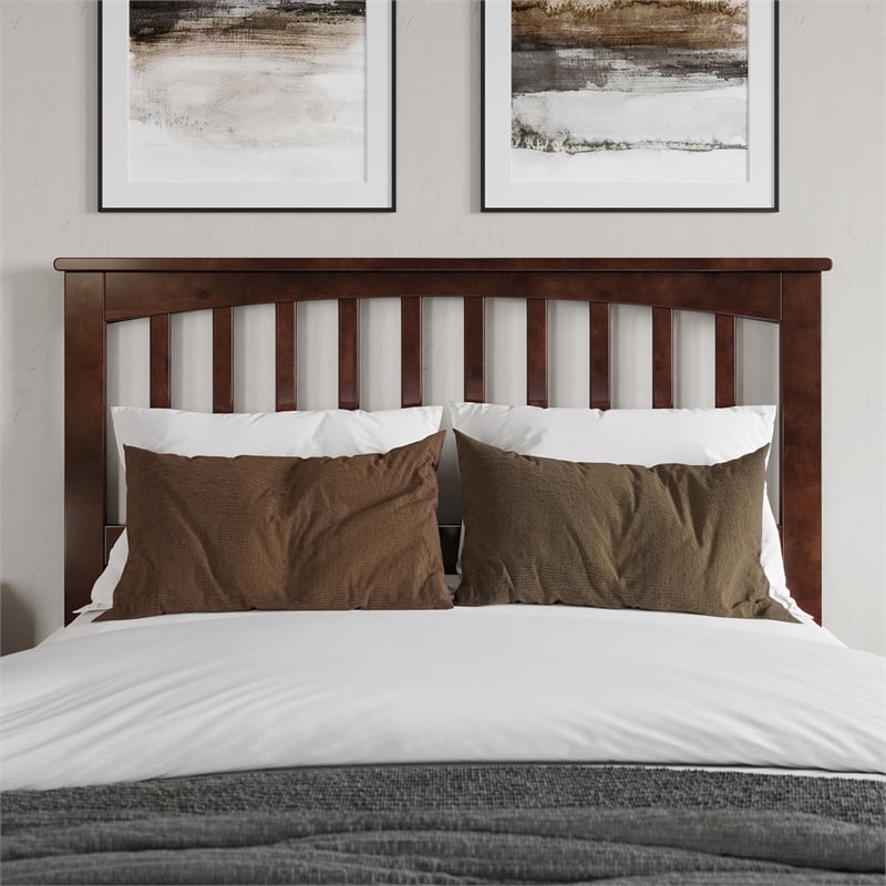 Becket Full Wood Low Profile Platform Bed with Matching Footboard in Walnut