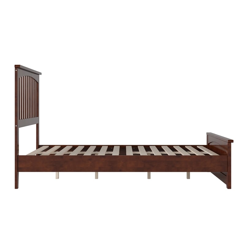 Becket Full Wood Low Profile Platform Bed with Matching Footboard in Walnut