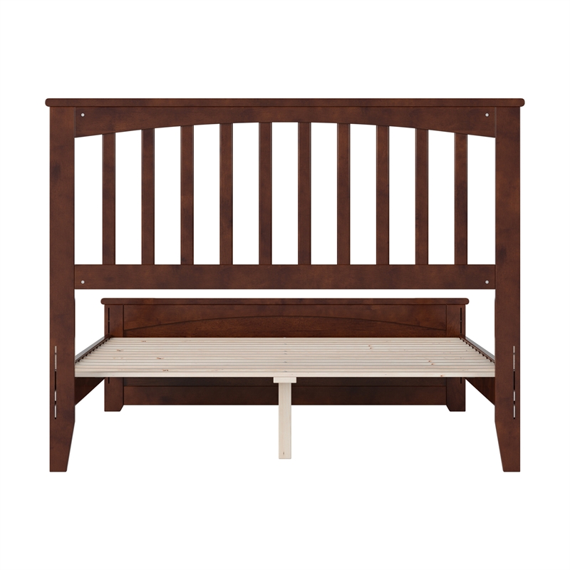 Becket Full Wood Low Profile Platform Bed with Matching Footboard in Walnut