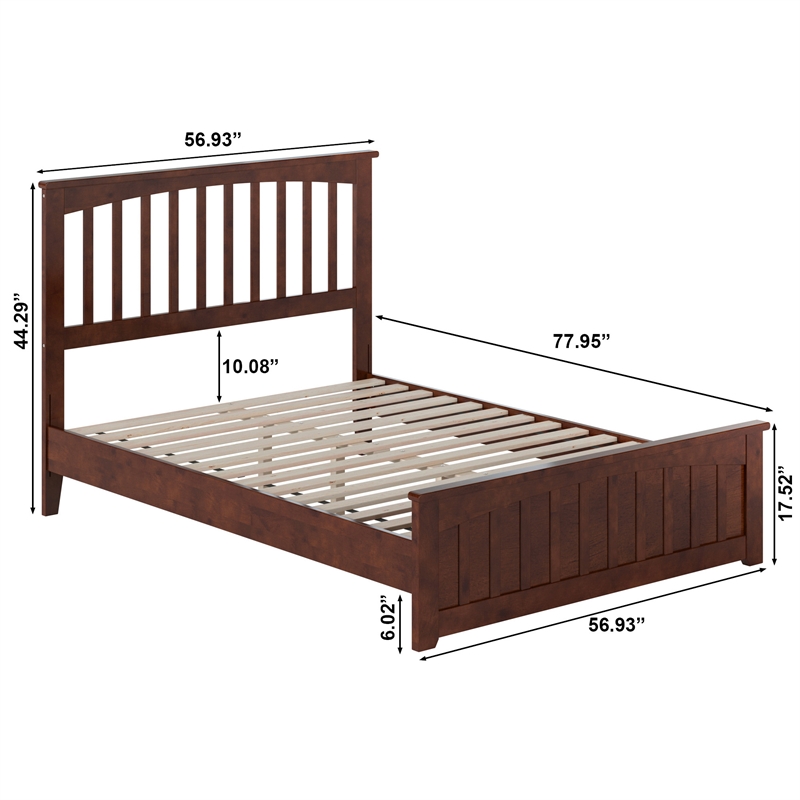 Becket Full Wood Low Profile Platform Bed with Matching Footboard in Walnut