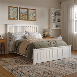 Becket Queen Wood Low Profile Platform Bed with Matching Footboard in White