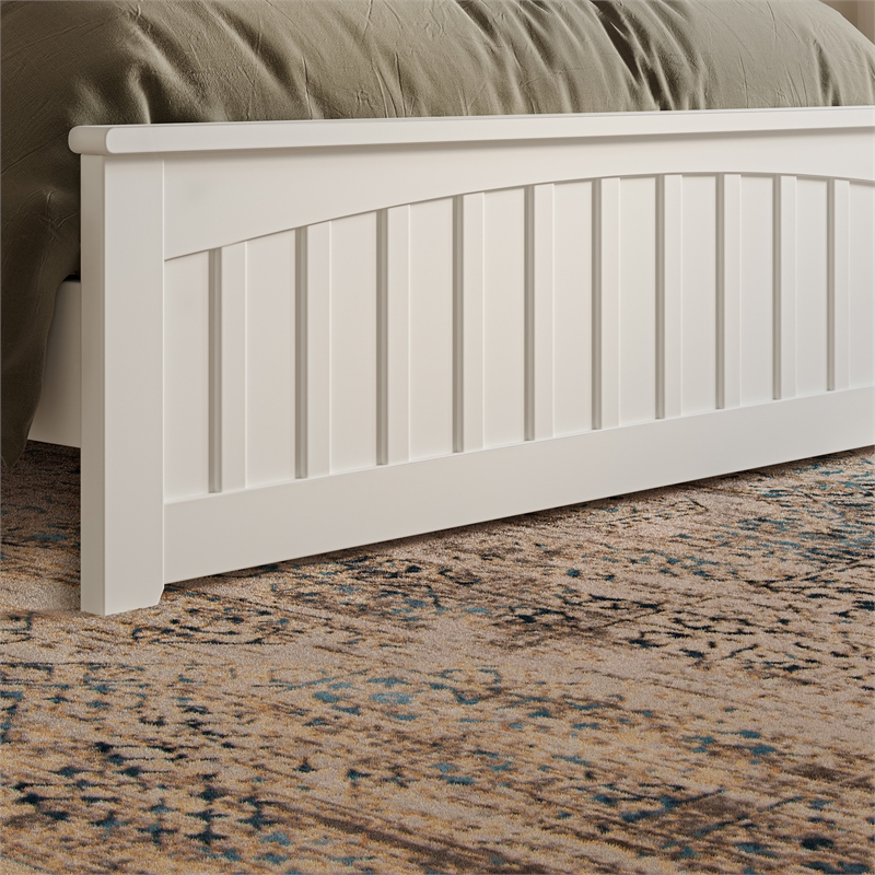 Becket Queen Wood Low Profile Platform Bed with Matching Footboard in White