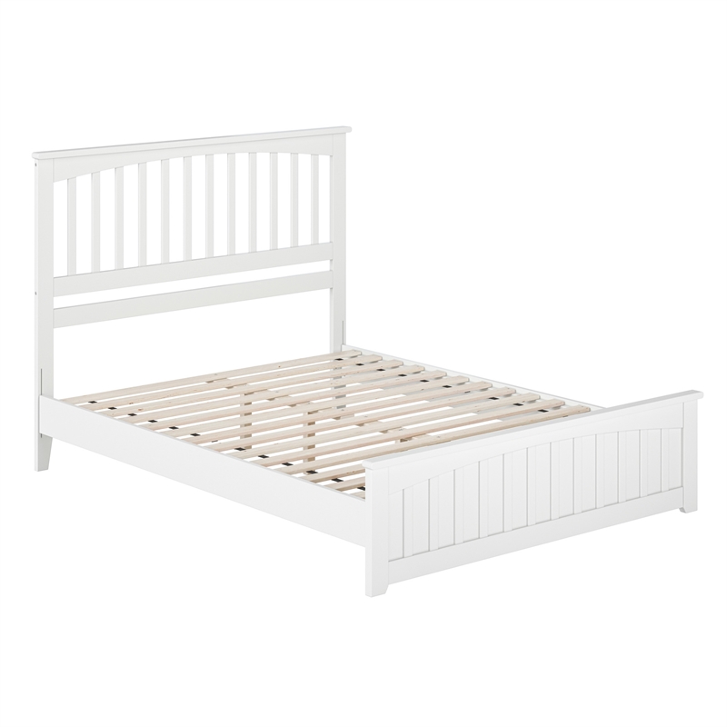 Becket Queen Wood Low Profile Platform Bed with Matching Footboard in White