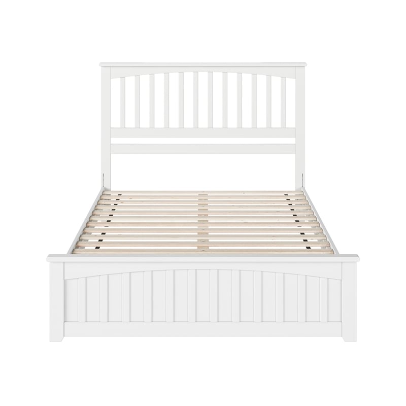 Becket Queen Wood Low Profile Platform Bed with Matching Footboard in White