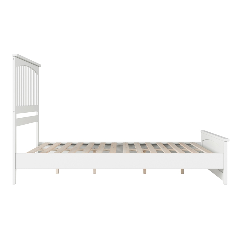Becket Queen Wood Low Profile Platform Bed with Matching Footboard in White