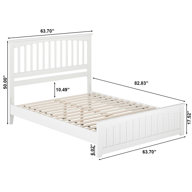 Becket Queen Wood Low Profile Platform Bed with Matching Footboard in White