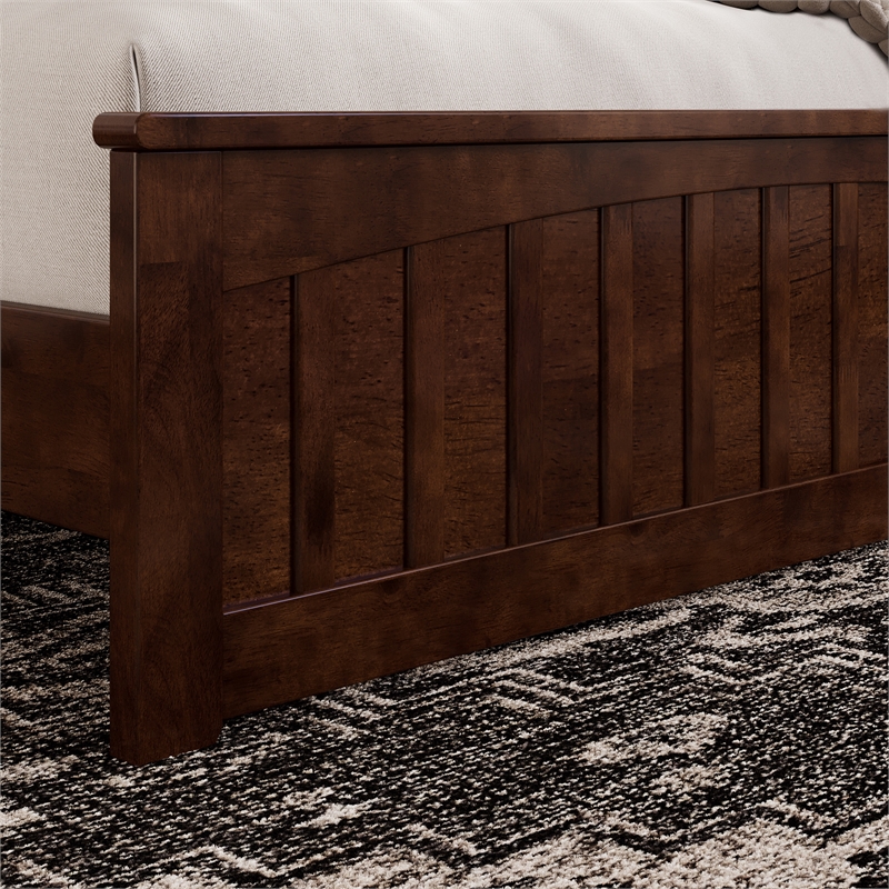 Becket Queen Wood Low Profile Platform Bed with Matching Footboard in Walnut