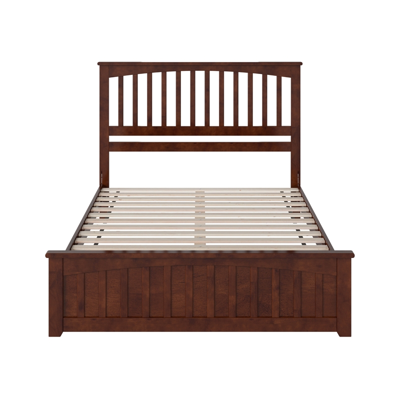 Becket Queen Wood Low Profile Platform Bed with Matching Footboard in Walnut