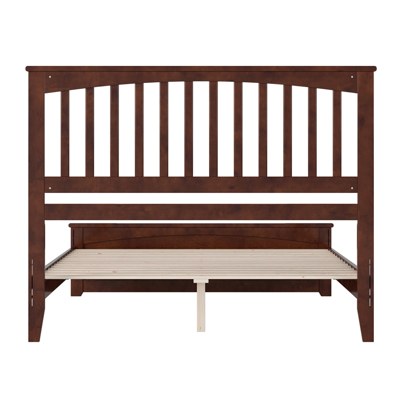 Becket Queen Wood Low Profile Platform Bed with Matching Footboard in Walnut