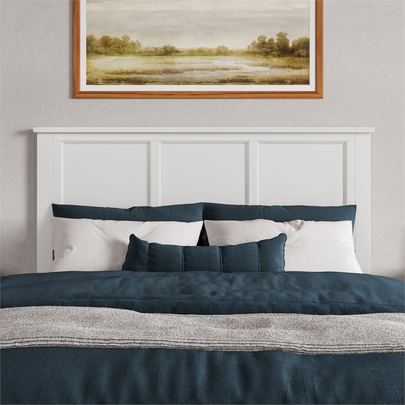 Charlotte Queen Wood Low Profile Platform Bed with Matching Footboard in White
