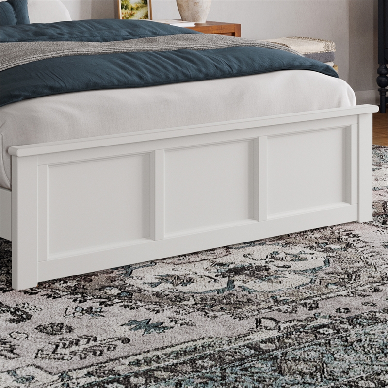 Charlotte Queen Wood Low Profile Platform Bed with Matching Footboard in White