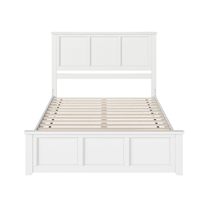 Charlotte Queen Wood Low Profile Platform Bed with Matching Footboard in White