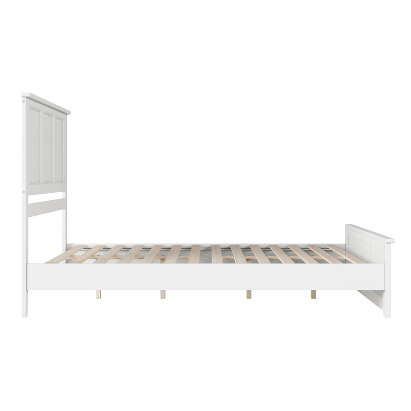 Charlotte Queen Wood Low Profile Platform Bed with Matching Footboard in White