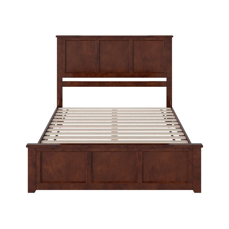 Charlotte Queen Wood Low Profile Platform Bed with Matching Footboard in Walnut