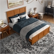 Charlotte Queen Low Profile Platform Bed with Matching Footboard in Light Toffee